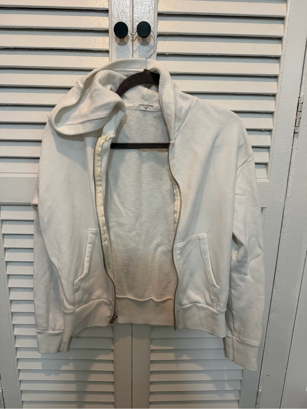 perfectwhitetee Women's White Zip Hoodie Jacket